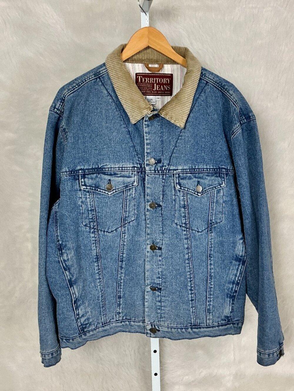 Vintage 90s Territory Ahead Men's Corduroy Collar Trucker Jean Jacket XL